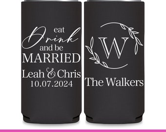 Wedding Can Coolers Wedding Party Gift Beer Slim Can Cooler Eat Drink Be Married Wedding Favors for Guests in Bulk Wedding Favor Ideas 1A