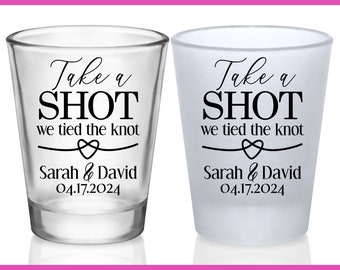 Wedding Shot Glasses Unique Wedding Favors for Guests in Bulk Personalized Shot Glasses Wedding Party Gifts Take A Shot We Tied The Knot 1A