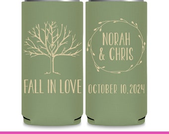 Fall Wedding Favors for Guests in Bulk Slim Beer Can Coolers Autumn Wedding Decor Wedding Can Coolers Fall In Love Wedding Favor Ideas 4A