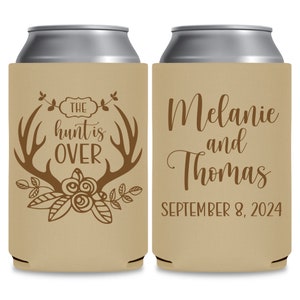 Country Wedding Can Coolers Rustic Wedding Favors for Guests in Bulk Barn Wedding Favor Ideas The Hunt Is Over Deer Antler Decor 5A