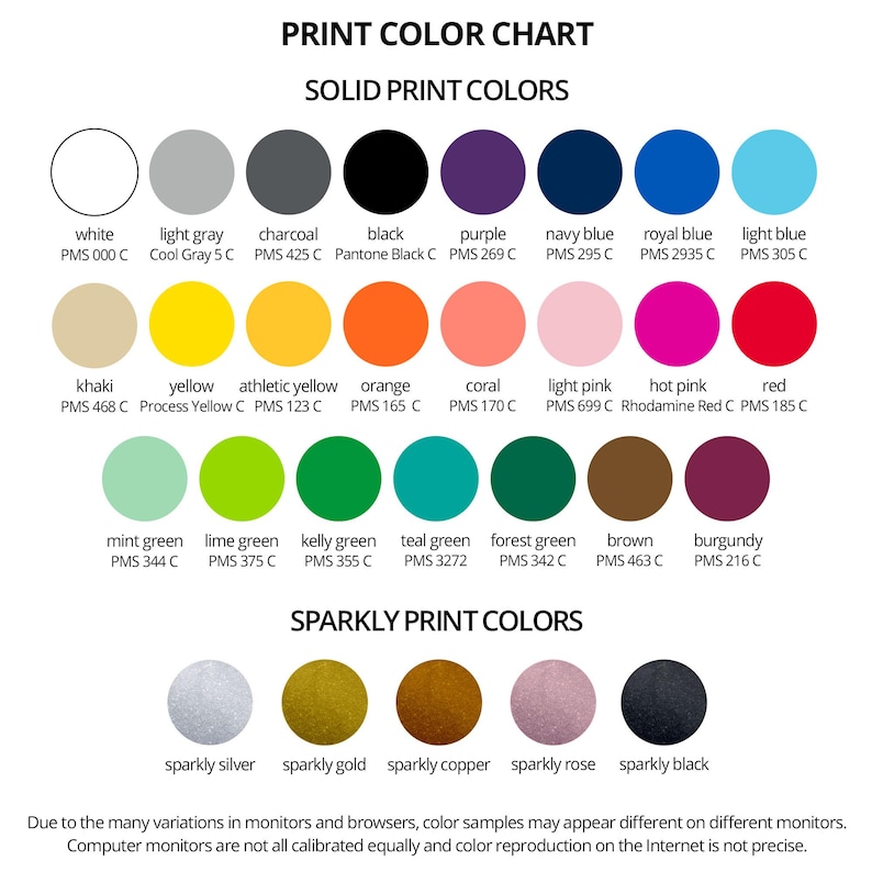 the color chart for the print color chart