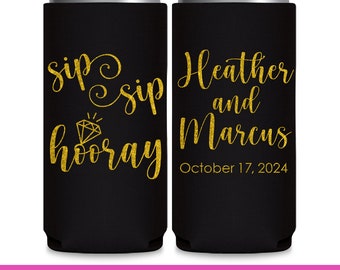 Wedding Can Coolers Wedding Favors for Guests in Bulk Wedding Party Gifts for Guests Slim Can Coolers Sip Sip Hooray Wedding Favor Ideas 1A