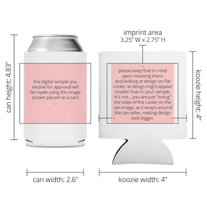 a pink and white can cooler with a quote on it