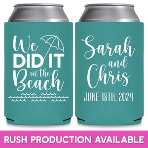 Wedding Can Coolers We Did It on the Beach Wedding Favors for Guests in Bulk Wedding Party Gift Bags for Guests and Coastal Wedding Decor 1B immagine 1