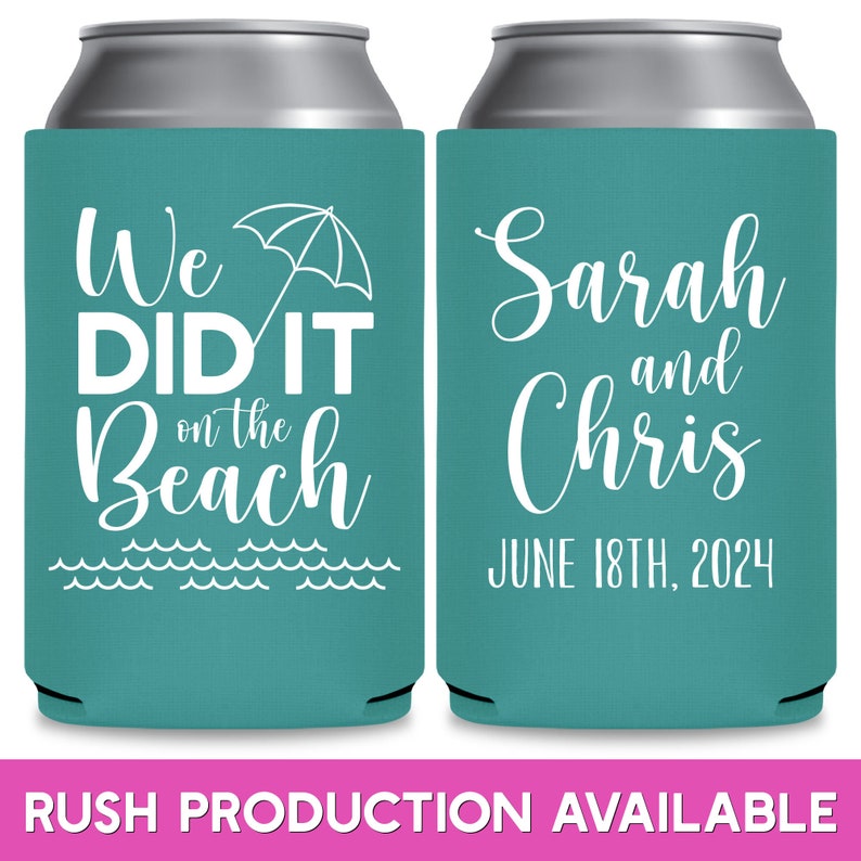 Wedding Can Coolers We Did It on the Beach Wedding Favors for Guests in Bulk Wedding Party Gift Bags for Guests and Coastal Wedding Decor 1B immagine 1