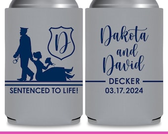 Police Wedding Decor Ideas Wedding Can Coolers Cop Wedding Favors for Guests in Bulk Sentenced to Life Police Officer Wedding Favor Ideas 1B