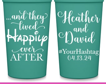 Wedding Cups Fairytale Wedding Favors for Guests in Bulk Personalized Party Cups Wedding Party Gifts And They Lived Happily Ever After 1B