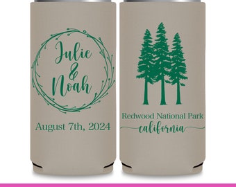 Woods Wedding Can Coolers Rustic Wedding Favors for Guests in Bulk Slim Can Coolers Forest Wedding Party Gift Outdoor Wedding Favor Ideas 1A