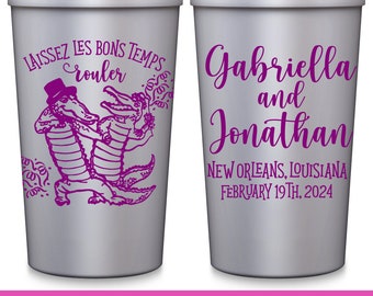 New Orleans Wedding Cups Destination Wedding Favors Personalized Cups Alligators Custom Wedding Party Favors Laissez Les Bon Temps Rouler 1A