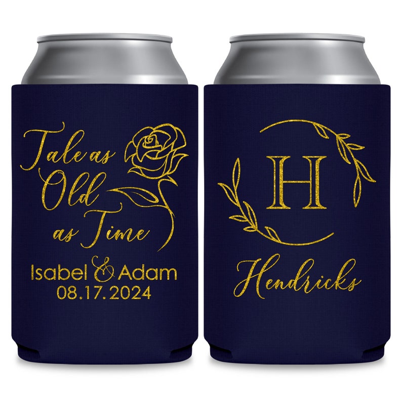 Fairytale Wedding Can Coolers Personalized Wedding Favors for Guests in Bulk Beauty and The Beast Wedding Favor Ideas Tale As Old As Time image 2
