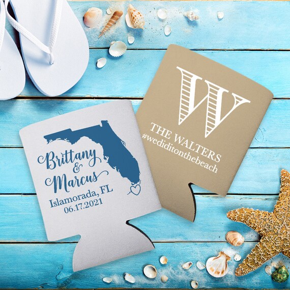 Wedding Can Coolers For Guests Beach Wedding Welcome Bags Etsy