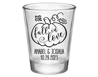 Fall Wedding Favors for Guests in Bulk Wedding Shot Glasses Custom Shot Glasses Pumpkin Wedding Decor Wedding Party Gifts Fall In Love 6A