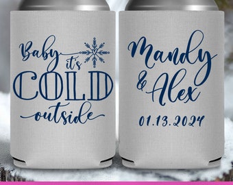 Winter Wedding Favors for Guests in Bulk Snowflake Decor Snow Wedding Can Coolers Gift Bags White Wedding Decor Baby It's Cold Outside 1A