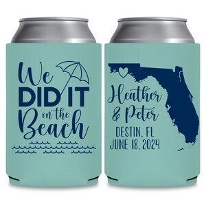 We Did It on the Beach Wedding Favors for Guests in Bulk Wedding Can Coolers With Map for Destination Weddings Decor Wedding Favor Ideas 1C