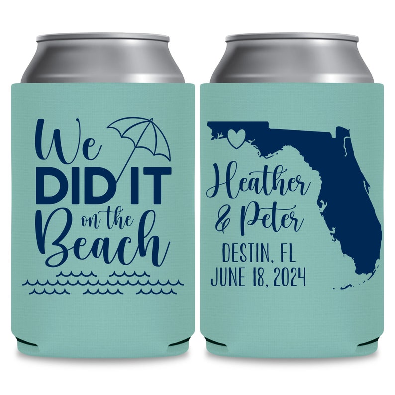 We Did It on the Beach Wedding Favors for Guests in Bulk Wedding Can Coolers With Map for Destination Weddings Decor Wedding Favor Ideas 1C image 2