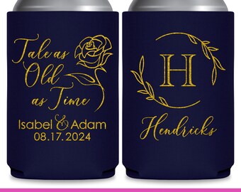 Fairytale Wedding Can Coolers Personalized Wedding Favors for Guests in Bulk Beauty and The Beast Wedding Favor Ideas Tale As Old As Time