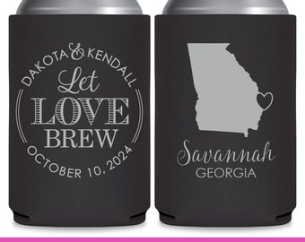 Wedding Can Coolers With Map Destination Wedding Favors for Guests Wedding Party Gifts Let Love Brew Bridal Shower Gift for Bridesmaid 3B