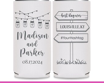 Wedding Can Coolers Rustic Wedding Favors for Guests Bulk Seltzer Beer Slim Can Coolers Wedding Favor Ideas Wedding Party Gift Sign Post 1A