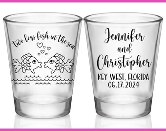 Nautical Wedding Shot Glasses Beach Wedding Favors for Guests in Bulk Personalized Shot Glasses Two Less Fish In The Sea Wedding Ideas 1A2