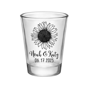 Sunflower Wedding Shot Glasses Rustic Wedding Favors for Guests Customized Shot Glasses Barn Wedding Party Gifts Sunflower Wedding Decor 1B