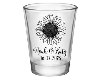 Sunflower Wedding Shot Glasses Rustic Wedding Favors for Guests Customized Shot Glasses Barn Wedding Party Gifts Sunflower Wedding Decor 1B