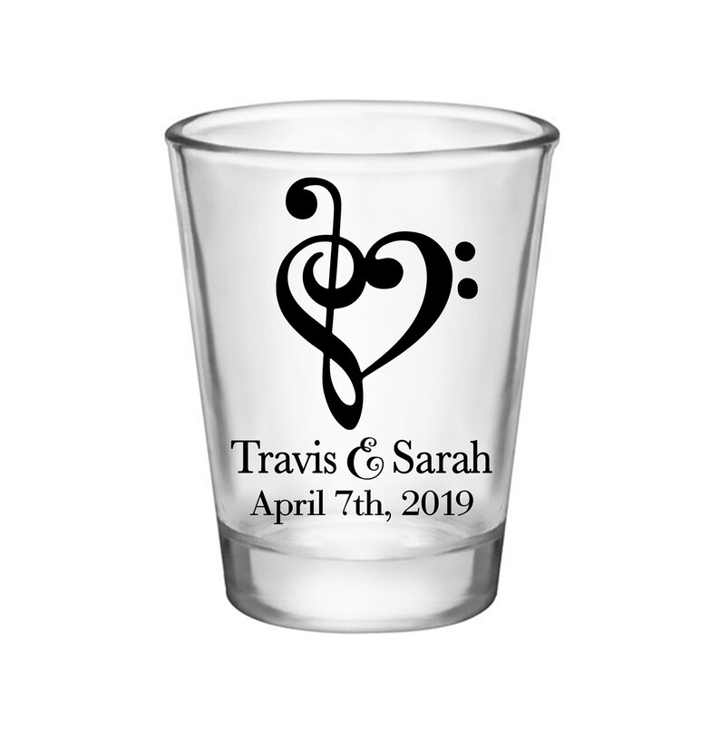Clear or Frosted Wedding Shot Glasses Custom Wedding Favors Custom Shot Glasses Wedding Party Gift Music Wedding Favors Love Melody 1A