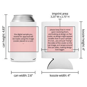 a pink and white can cooler with a quote on it