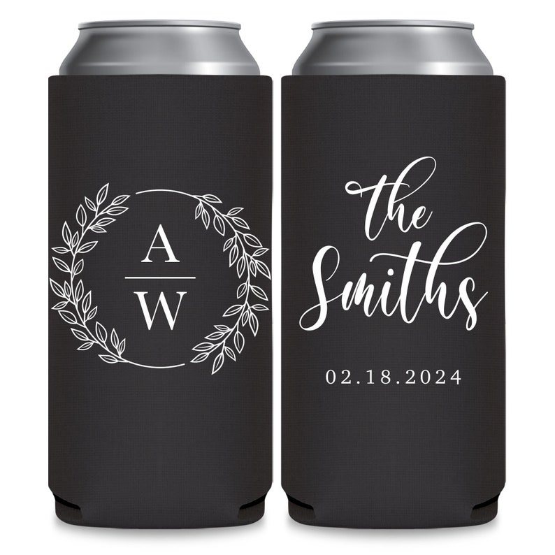Wedding Can Coolers Minimalist Wedding Favors for Guests in Bulk Seltzer Slim Can Coolers Wedding Party Gifts Basic Floral Wedding Decor 3A image 2