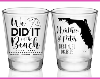 Wedding Shot Glasses Favors Personalized Shot Glasses We Did It On The Beach Wedding Favors for Guests in Bulk for Destination Wedding 1C2