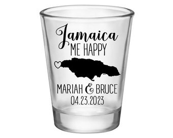 Jamaica Wedding Shot Glasses Jamaican Wedding Favors for Guests in Bulk Personalized Shot Glasses Wedding Party Gifts Jamaica Me Happy 1A