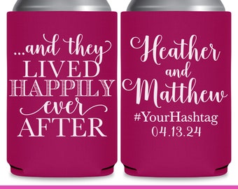 Wedding Can Coolers Fairytale Wedding Favors for Guests in Bulk Wedding Party Gift for Bridesmaid Lived Happily Ever After Wedding Decor 1C