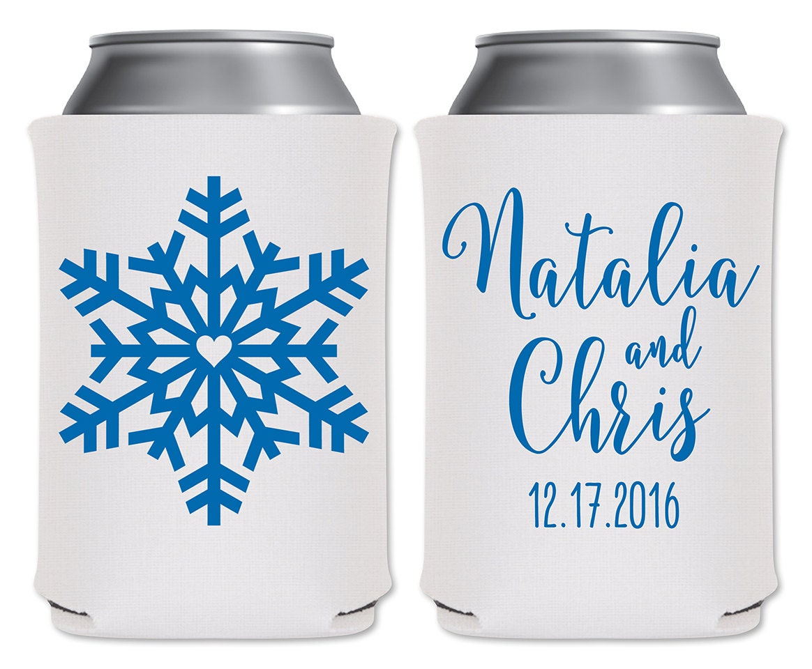 Winter Wedding Can Coolers Insulators Personalized Wedding Etsy