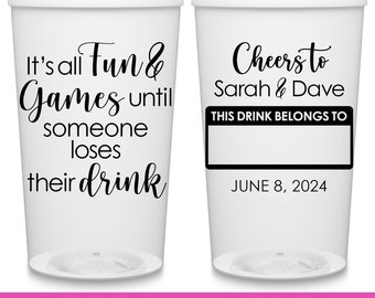 Wedding Party Cups With Name Tag Funny Wedding Favors For Guests in Bulk Personalized Party Cups Custom Wedding Party Gifts Fun & Games 1A
