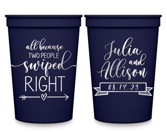 Wedding Cups Tinder Wedding Favors for Guests in Bulk Personalized Party Cups Wedding Party Gift Bags All Because Two People Swiped Right 1A