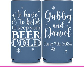 Winter Wedding Favors for Guests in Bulk Snow Wedding Can Coolers To Have To Hold Beer Cold Slim Can Coolers White Wedding Favor Ideas 2B