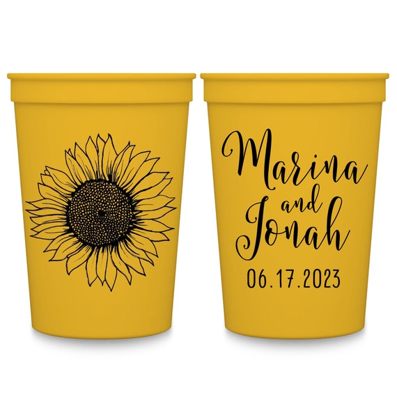 Sunflower Wedding Cups Rustic Wedding Favors for Guests in Bulk