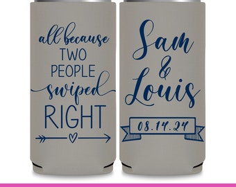Wedding Can Coolers Tinder Wedding Favors for Guests in Bulk Seltzer Slim Can Coolers Wedding Favor Idea Because Two People Swiped Right 1A2
