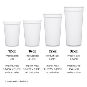 a set of four cups with measurements for each cup