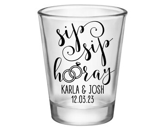 Wedding Shot Glasses Wedding Favors for Guests in Bulk Personalized Shot Glasses Wedding Party Gifts Custom Shot Glasses Sip Sip Hooray 1B