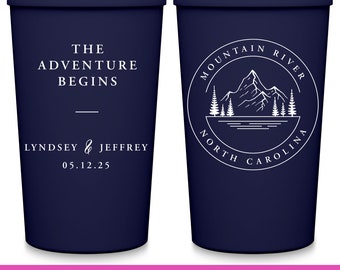 Wedding Party Cups Destination Wedding Favors For Guests in Bulk Personalized Party Cups Travel Wedding Party Favors The Adventure Begins 3A