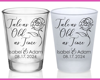 Wedding Shot Glasses Fairytale Wedding Favors for Guests Personalized Shot Glasses Beauty & The Beast Themed Wedding Tale As Old As Time 1A