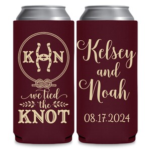 Slim Wedding Can Coolers Rustic Wedding Favors for Guests in Bulk Slim Can Coolers Country Wedding Favor Ideas We Tied the Knot Horseshoe 4A image 2