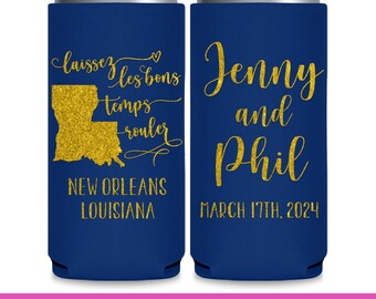 New Orleans Wedding Favors for Guests Wedding Can Coolers Laissez Les Bon Temps Rouler Slim Can Coolers New Orleans Bachelorette Party 2A