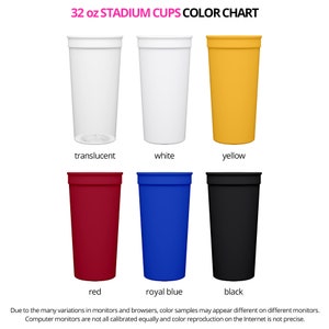 the colors of the stadium cups are shown