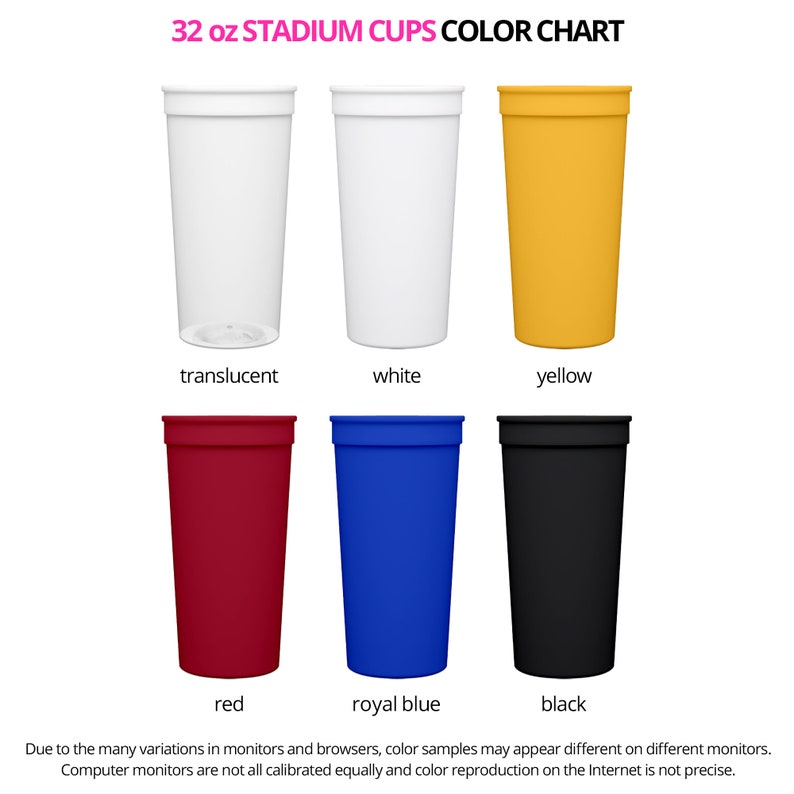 the colors of the stadium cups are shown