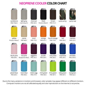 a color chart for a can of neoprene cooler