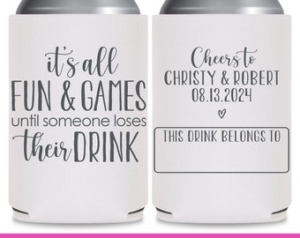 Wedding Can Coolers With Name Tag Wedding Favors Bridal Shower Gift Wedding Favor Ideas Fun & Games Bridesmaid Gifts Wedding Party Favors 2A