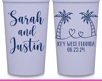 Wedding Cups With Map Beach Wedding Favors for Guests Personalized Party Cups Wedding Party Gifts Coastal Wedding Decorations Custom Cups 1A