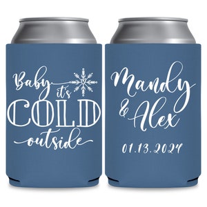 Winter Wedding Favors for Guests in Bulk Snow Wedding Can Coolers With Snowflake Decorations Baby It's Cold Outside Wedding Favor Ideas 1A image 2