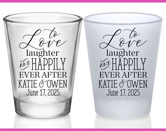 Wedding Shot Glasses Party Favors Fairytale Wedding Favors for Guests in Bulk Personalized Shot Glasses Love Laughter Happily Ever After 2A